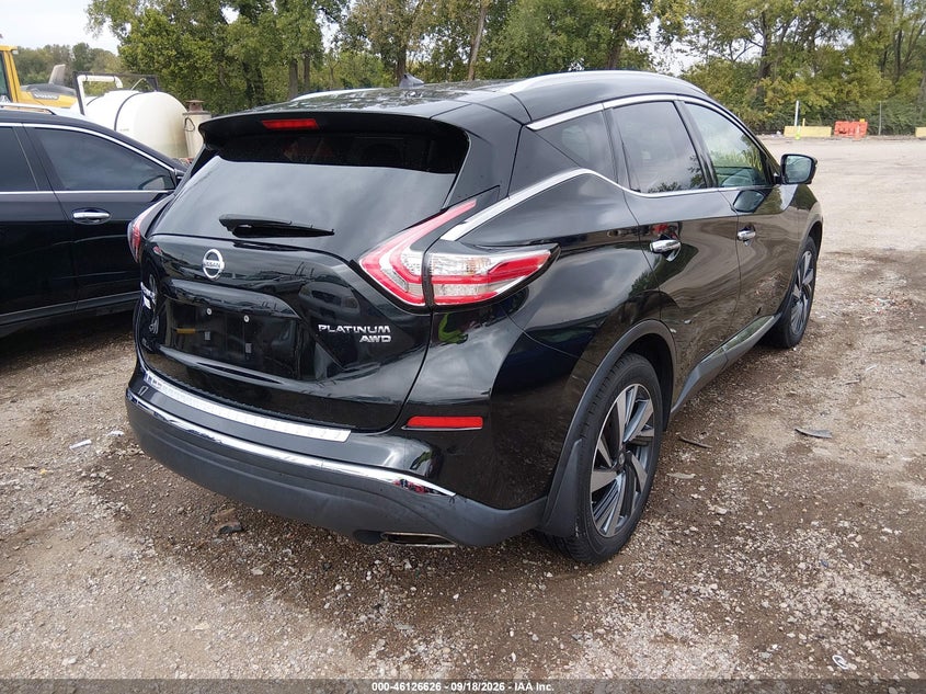 Vin: 5n1az2mh7gn140593, lot: 46626346, nissan murano platinum 20164