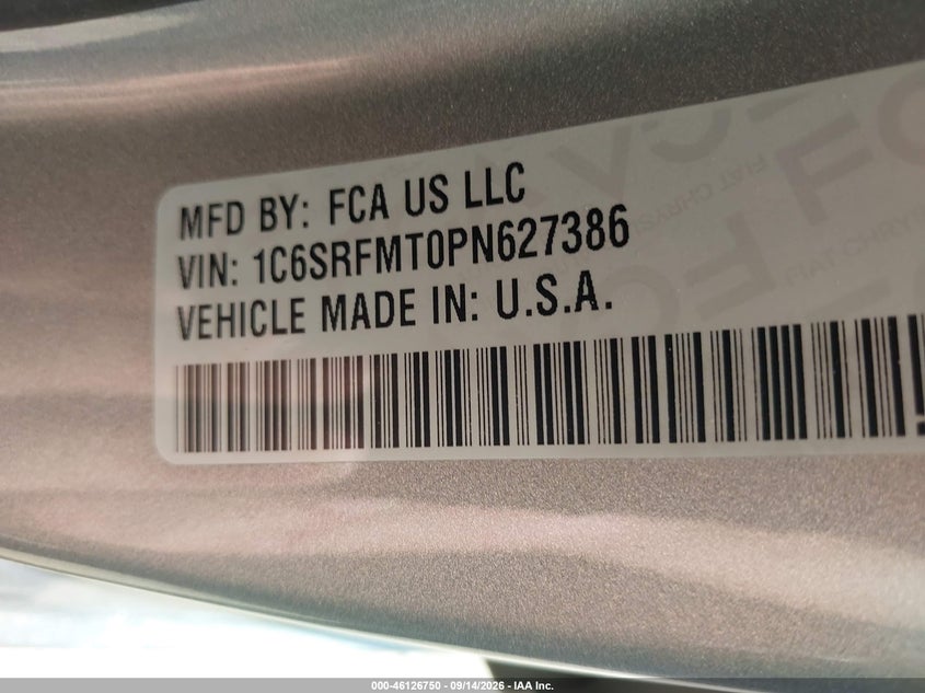 RAM 1500 2023 VIN 1C6SRFMT0PN627386
