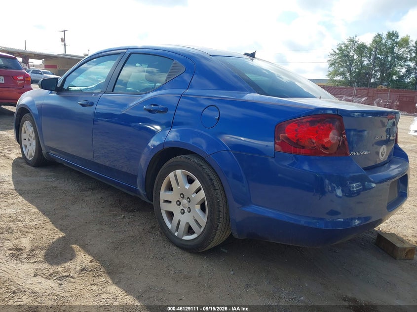 Vin: 1c3cdzab1dn631052, lot: 46628831, dodge avenger se 20133