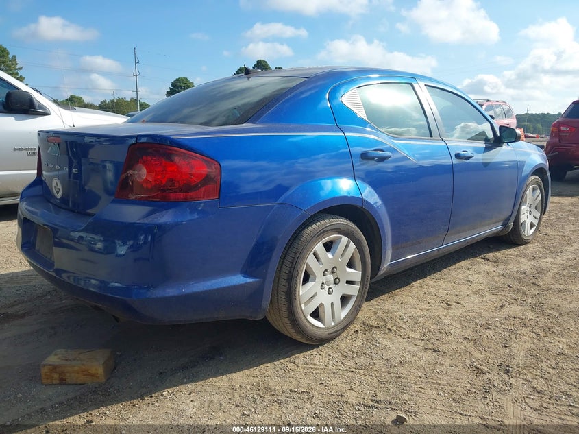 Vin: 1c3cdzab1dn631052, lot: 46628831, dodge avenger se 20134