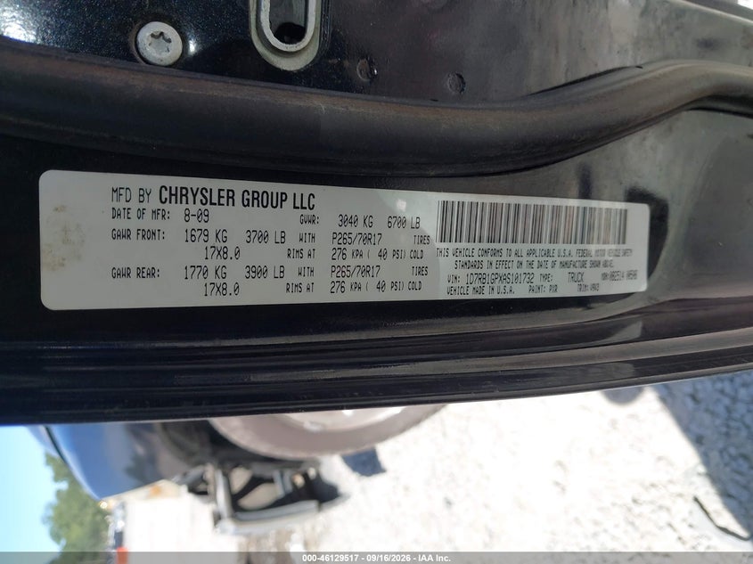 DODGE RAM 1500 2010 VIN 1D7RB1GPXAS101732