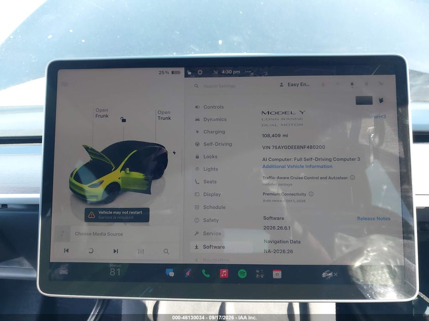 TESLA MODEL Y 2022 VIN 7SAYGDEE8NF480200