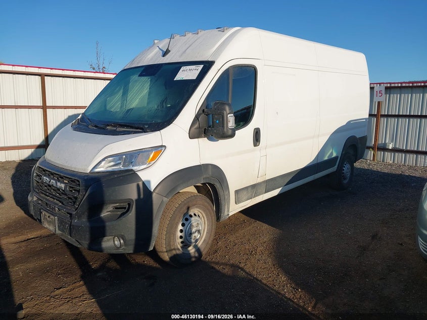 Vin: 3c6lrvdg8se519337, lot: 46629914, ram promaster 2500 tradesman high roof 159 wb w/pass seat 20252
