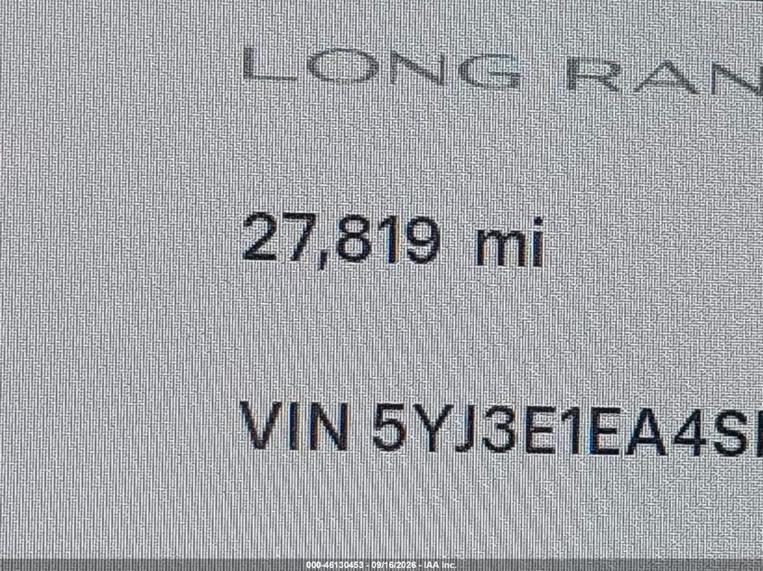 TESLA MODEL 3 2025 VIN 5YJ3E1EA4SF988846