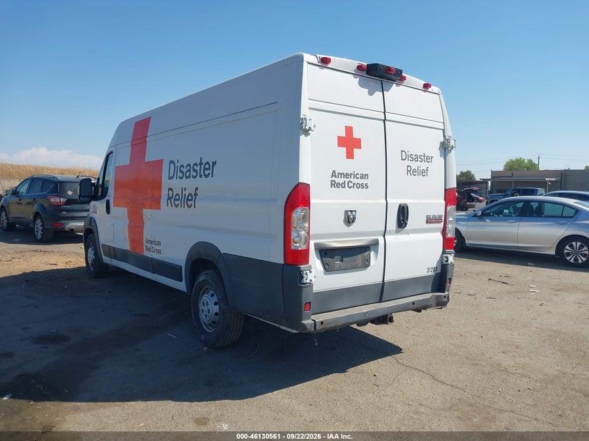 Vin: 3c6urvjgxje119044, lot: 46630281, ram promaster 3500 cargo van high roof 159 wb ext 20183