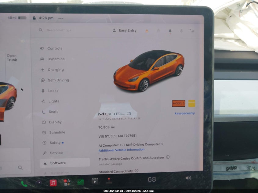TESLA MODEL 3 2020 VIN 5YJ3E1EA8LF797951