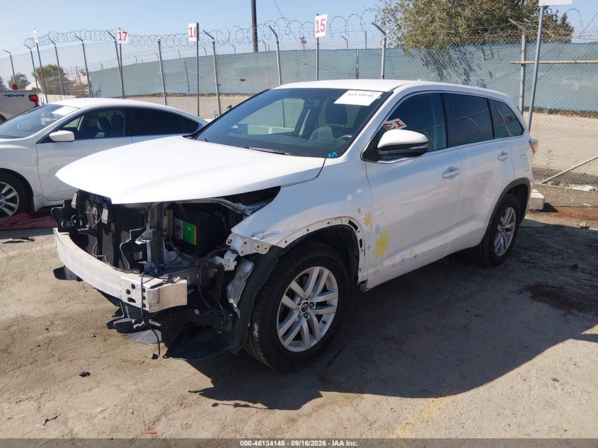 Vin: 5tdzkrfh6gs160281, lot: 46633880, toyota highlander le v6 20162