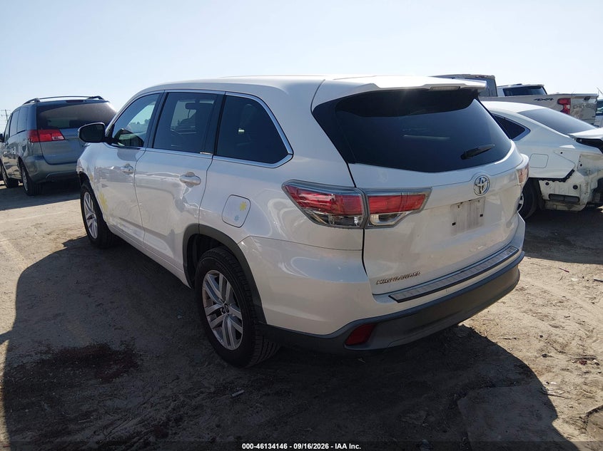 Vin: 5tdzkrfh6gs160281, lot: 46633880, toyota highlander le v6 20163