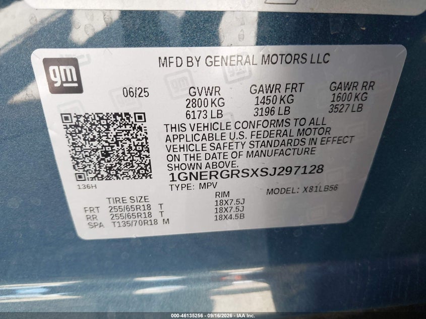 CHEVROLET TRAVERSE 2025 VIN 1GNERGRSXSJ297128