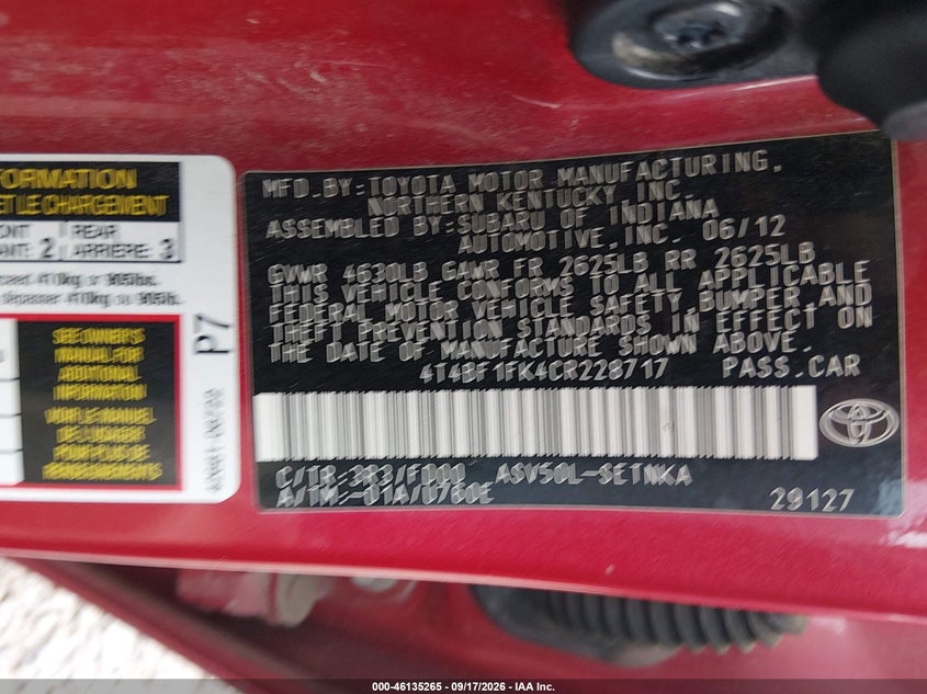 2012 TOYOTA CAMRY LE · Photo 9