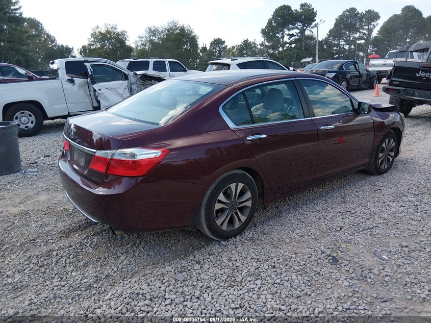 Vin: 1hgcr2f38ea176846, lot: 46635488, honda accord lx 20144
