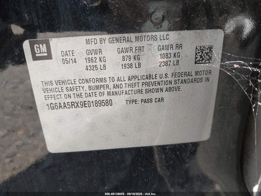CADILLAC ATS 2014 VIN 1G6AA5RX9E0189580