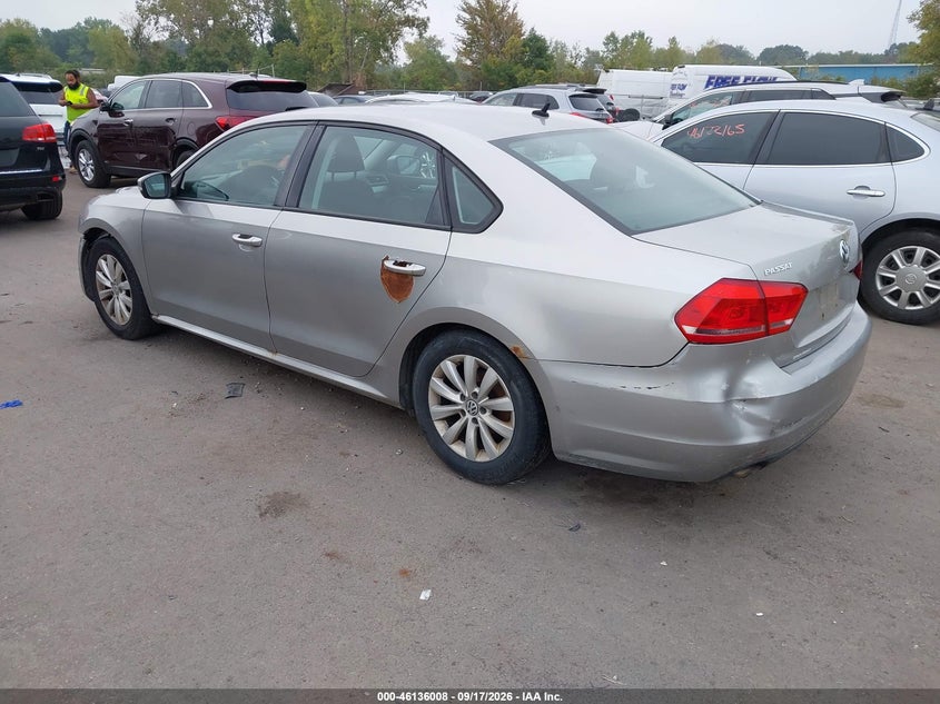 Vin: 1vwap7a38dc062703, lot: 46635742, volkswagen passat 2.5l s 20133