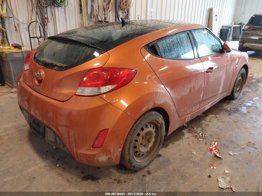 Vin: kmhtc6ad9cu074793, lot: 46636178, hyundai veloster base w/black 20124