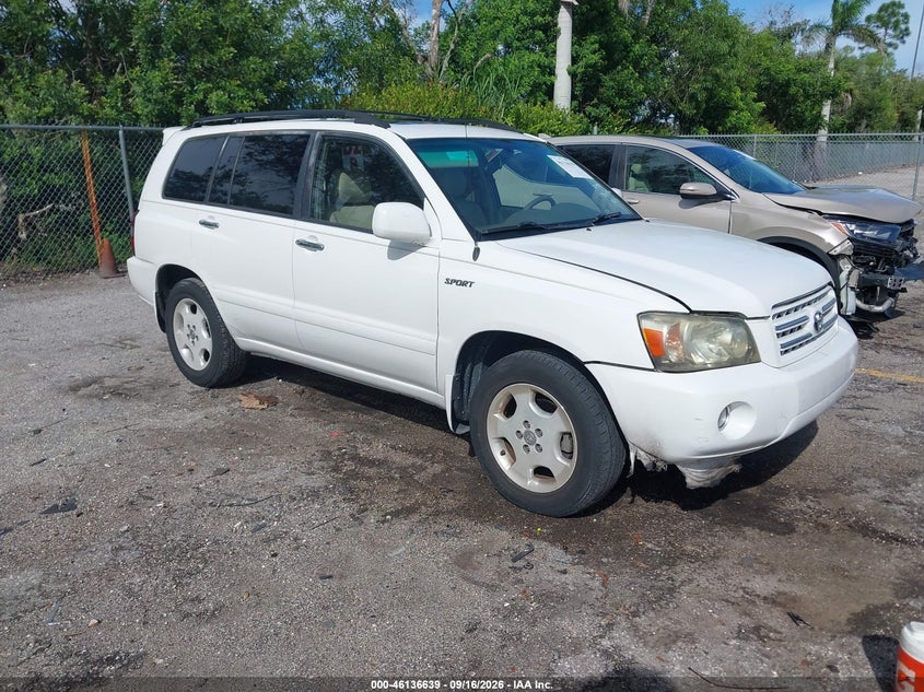 2007 Toyota Highlander Sport V6, Пожар (мотор), IAAI, VIN JTEGP21A270128582