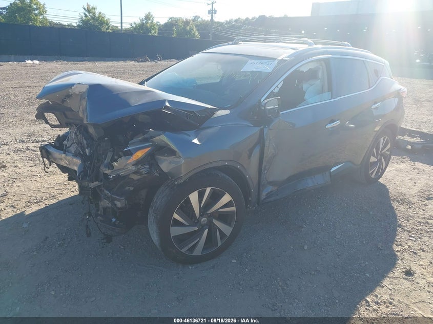 Vin: 5n1az2mh9fn286380, lot: 46636455, nissan murano platinum 20152
