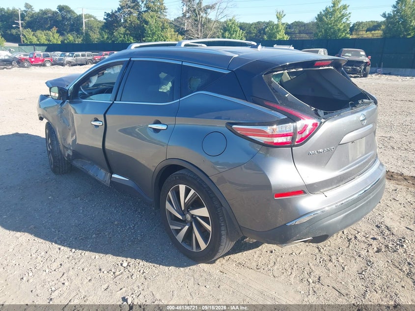 Vin: 5n1az2mh9fn286380, lot: 46636455, nissan murano platinum 20153