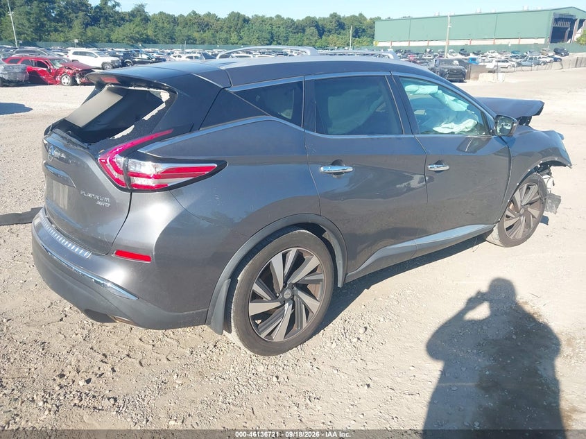 Vin: 5n1az2mh9fn286380, lot: 46636455, nissan murano platinum 20154