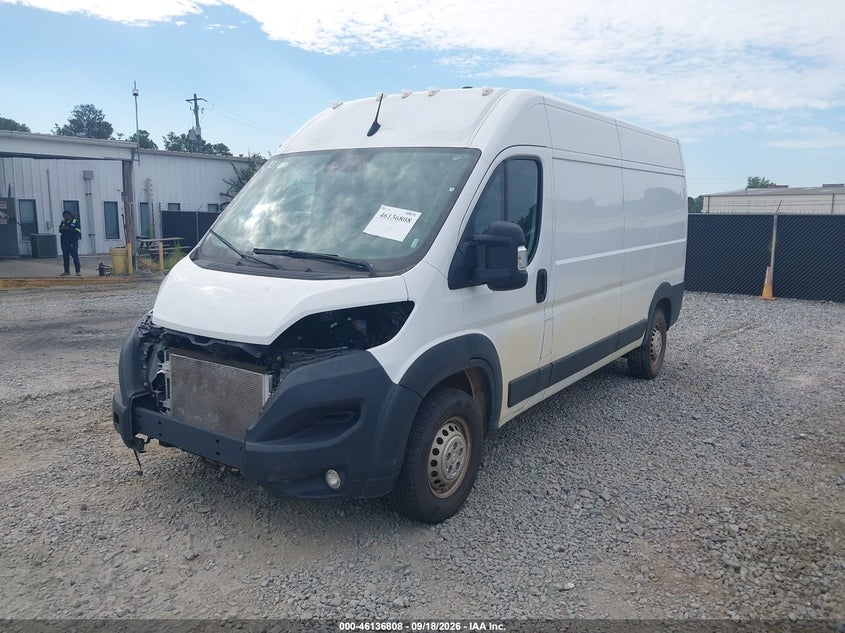 Vin: 3c6lrvdg7re141263, lot: 46636542, ram promaster 2500 tradesman high roof 159 wb w/pass seat 20242