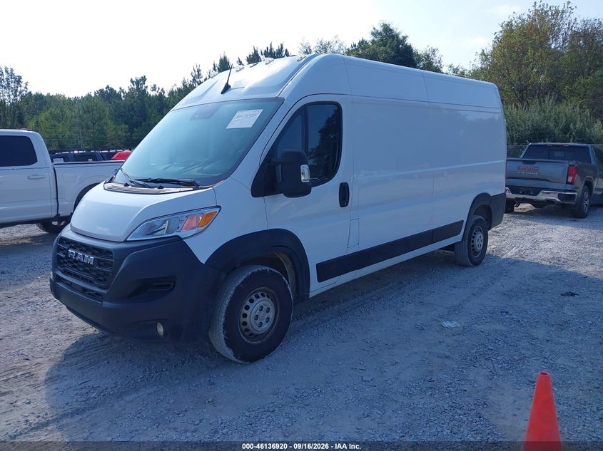 Vin: 3c6mrvhg7se545488, lot: 46636653, ram promaster 3500 tradesman high roof 159 wb w/pass seat 20252
