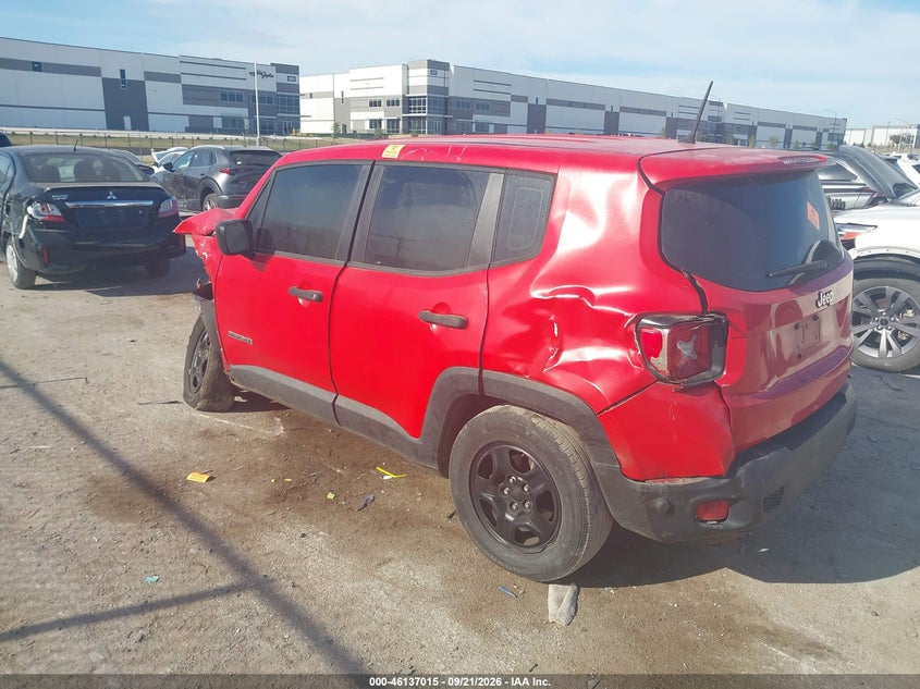 Vin: zaccjaab3hpf97425, lot: 46636747, jeep renegade sport fwd 20173
