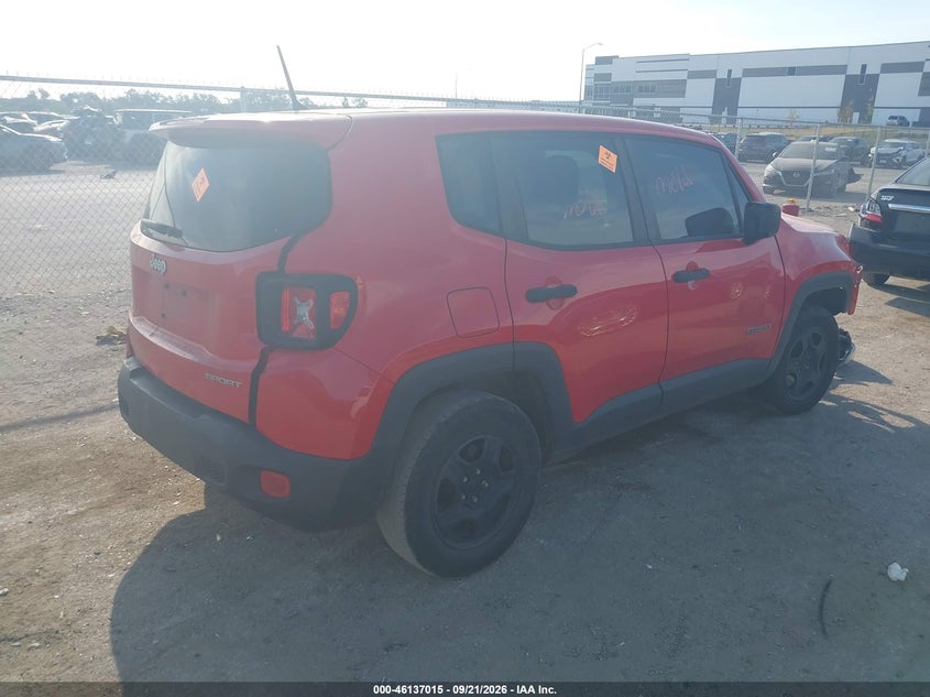 Vin: zaccjaab3hpf97425, lot: 46636747, jeep renegade sport fwd 20174