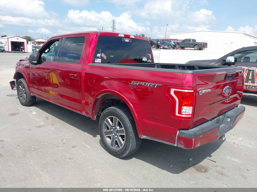 Vin: 1ftew1cf5ffb46250, lot: 46636824, ford f-150 xlt 20153