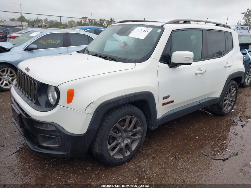 Vin: zaccjabt7gpd12604, lot: 46637177, jeep renegade 75th anniversary 20162