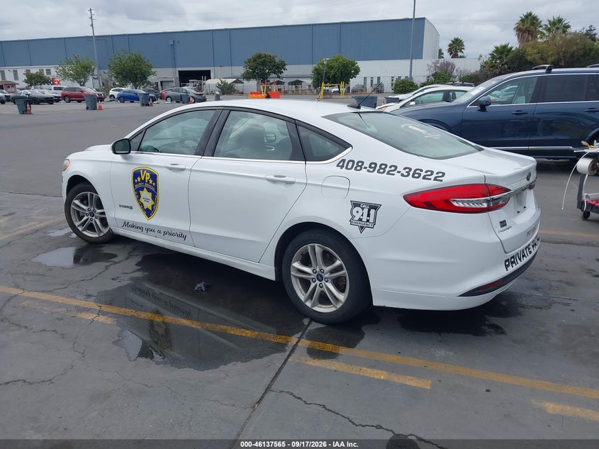 Vin: 3fa6p0lu1jr242677, lot: 46637299, ford fusion hybrid se 20183