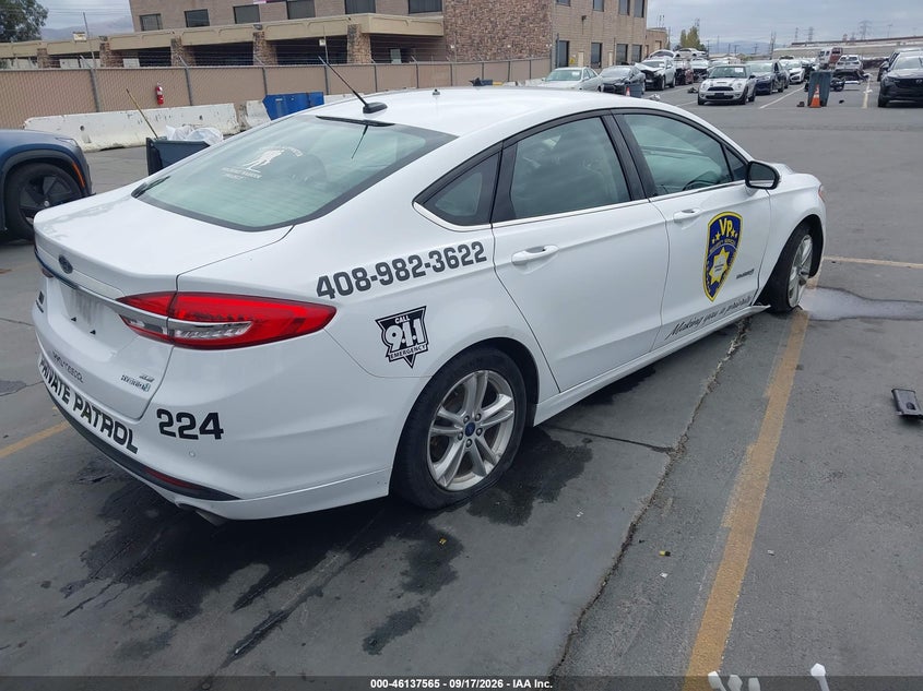Vin: 3fa6p0lu1jr242677, lot: 46637299, ford fusion hybrid se 20184