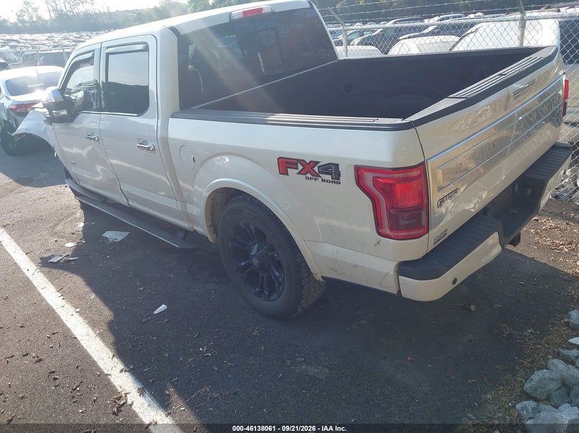 Vin: 1ftew1eg9ffb23401, lot: 46637795, ford f-150 platinum 20153