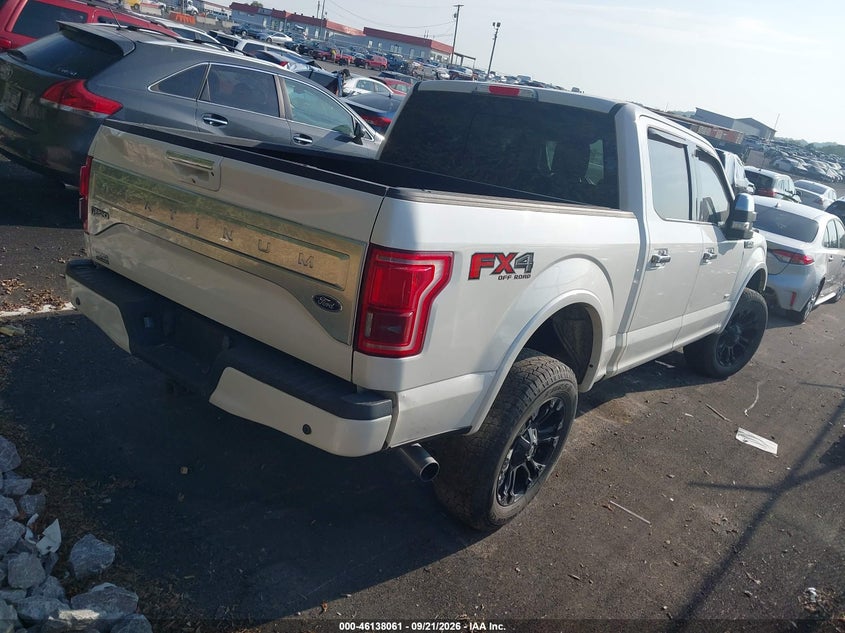 Vin: 1ftew1eg9ffb23401, lot: 46637795, ford f-150 platinum 20154