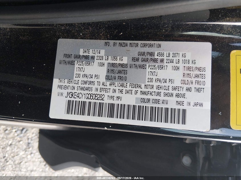 MAZDA CX-5 2016 VIN JM3KE4CY1G0606282