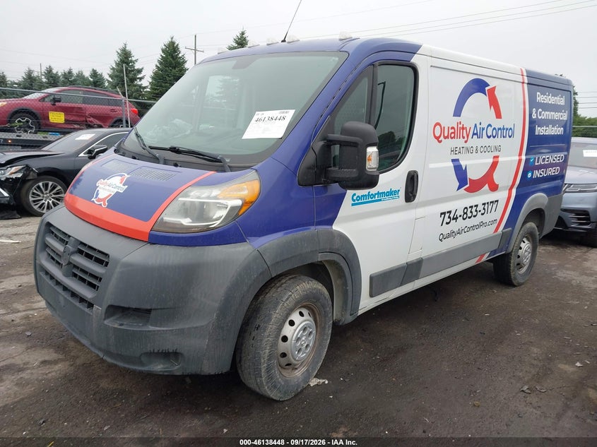 Vin: 3c6trvag2ge102209, lot: 46638182, ram promaster 1500 low roof 20162