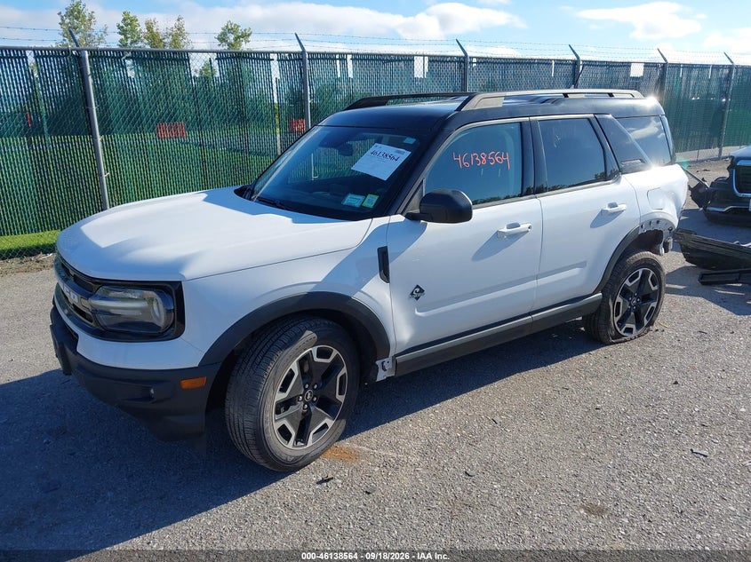 Vin: 3fmcr9c69mrb29489, lot: 46638298, ford bronco sport outer banks 20212