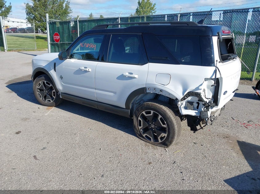 Vin: 3fmcr9c69mrb29489, lot: 46638298, ford bronco sport outer banks 20213