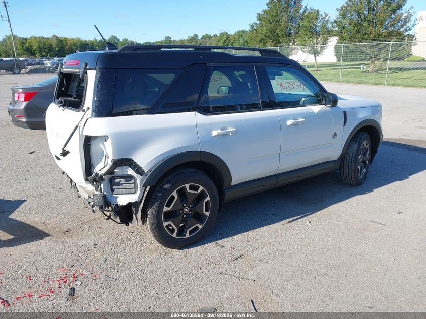 Vin: 3fmcr9c69mrb29489, lot: 46638298, ford bronco sport outer banks 20214