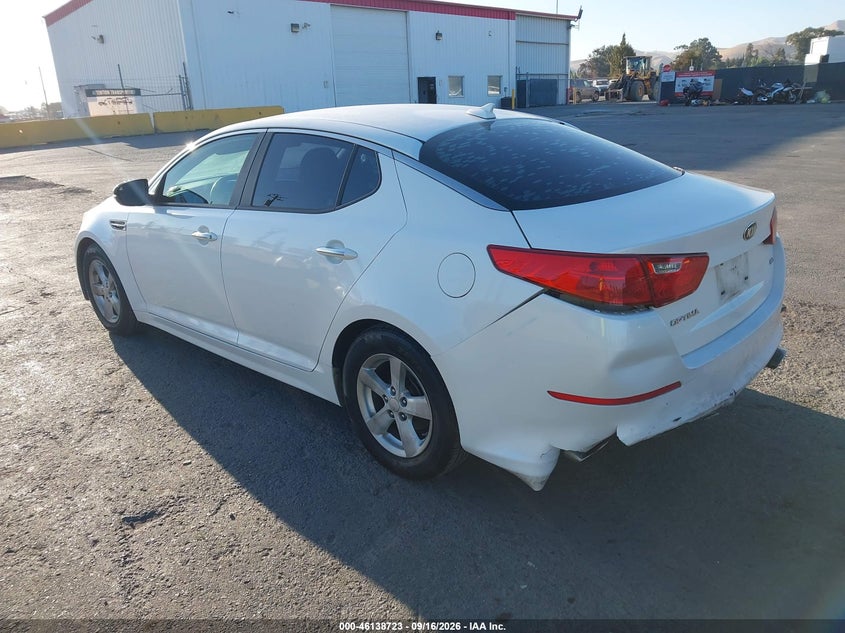 Vin: knagm4a72f5663973, lot: 46638456, kia optima lx 20153