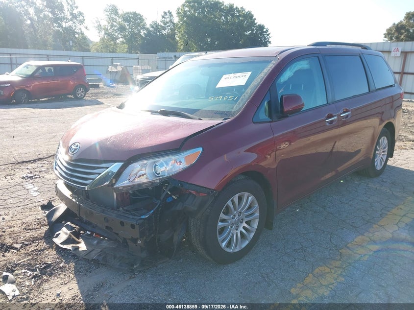 Vin: 5tdyk3dc8fs549051, lot: 46638593, toyota sienna xle premium 8 passenger 20152