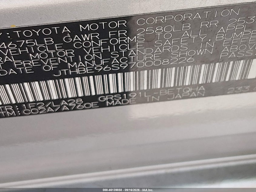 2007 LEXUS GS 350 · Фото 9