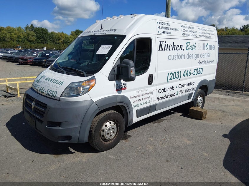 Vin: 3c6trvbg1fe500458, lot: 46639624, ram promaster 1500 20152