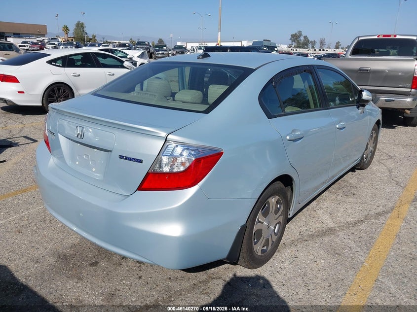 Vin: jhmfb4f29cs001191, lot: 46640004, honda civic hybrid 20124