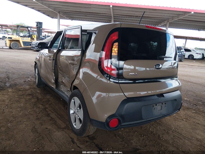 Vin: kndjn2a29g7275465, lot: 46640086, kia soul 20163