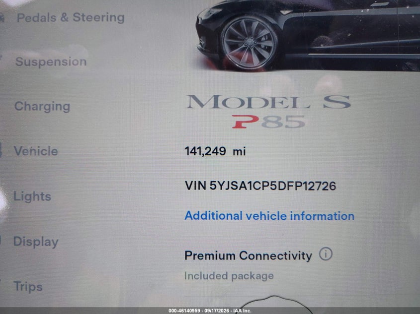 2013 TESLA MODEL S auction photo 7