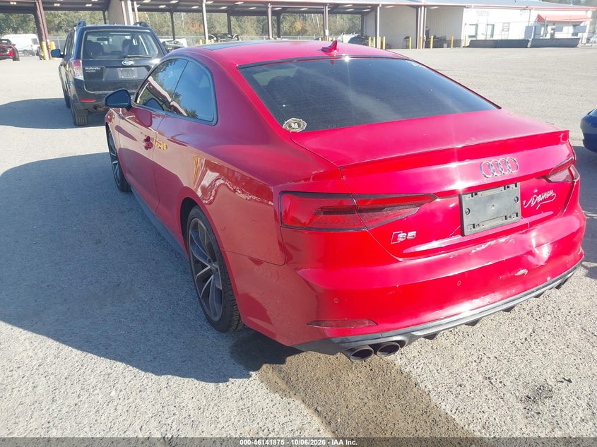Vin: waup4af50ja001735, lot: 46641609, audi s5 3.0t premium plus 20183