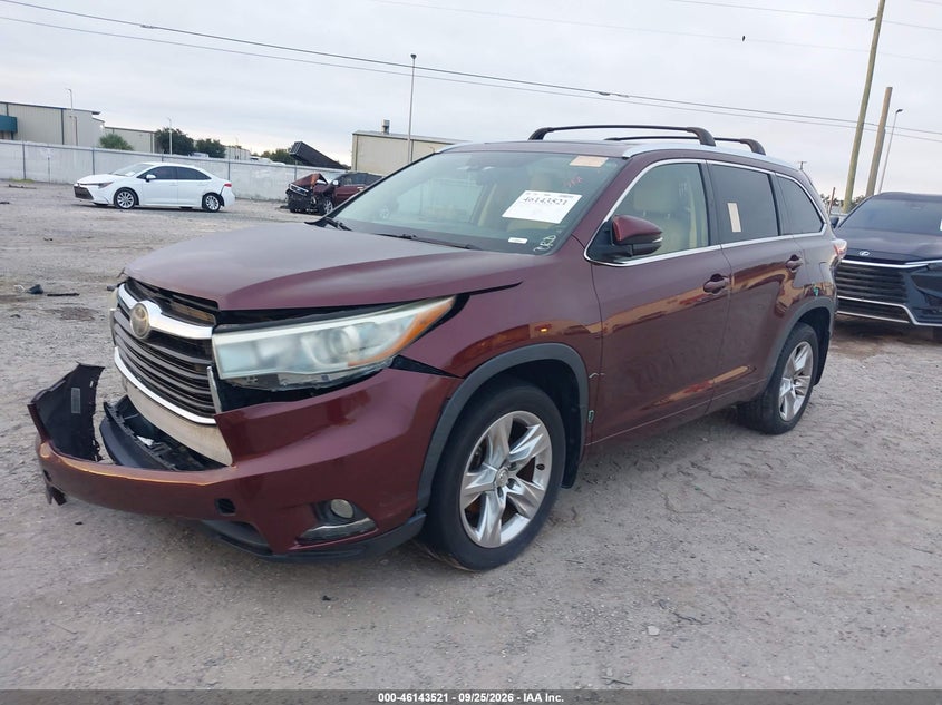 Vin: 5tddkrfh3fs111371, lot: 46643278, toyota highlander limited platinum v6 20152