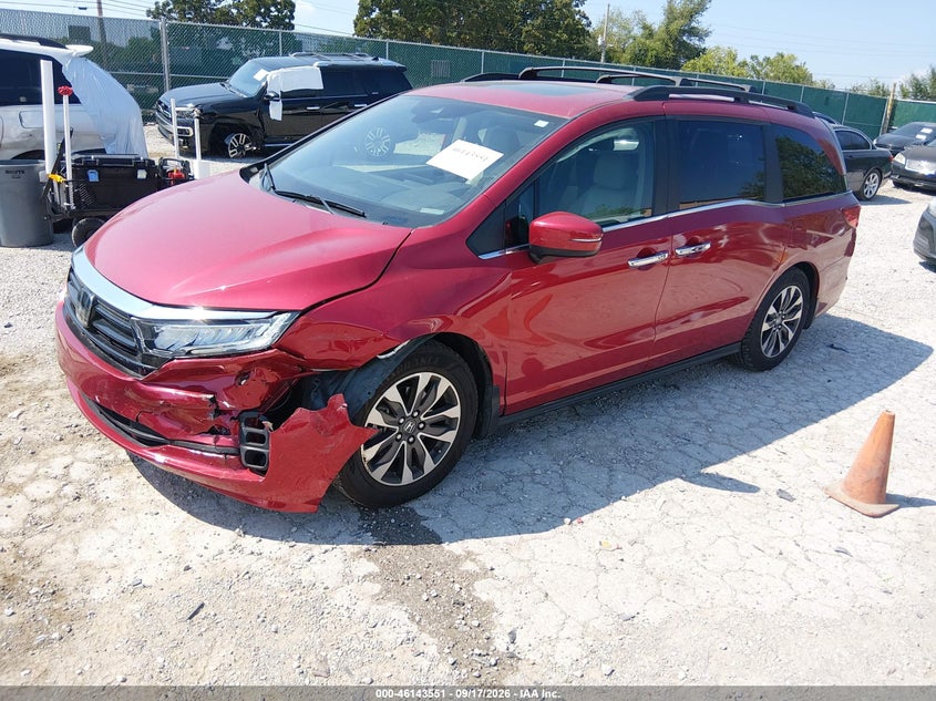 Vin: 5fnrl6h68pb013116, lot: 46643308, honda odyssey ex-l 20232