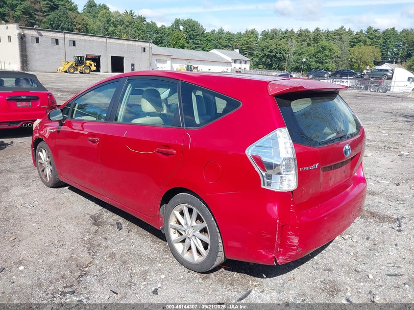 Vin: jtdzn3eu6c3038910, lot: 46644064, toyota prius v five 20123