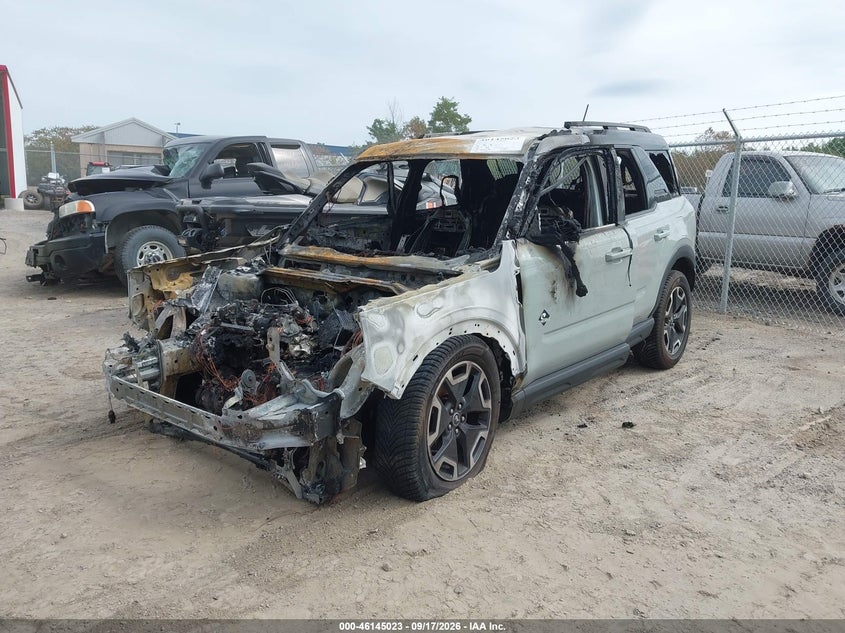 Vin: 3fmcr9c68mrb01098, lot: 46644780, ford bronco sport outer banks 20212