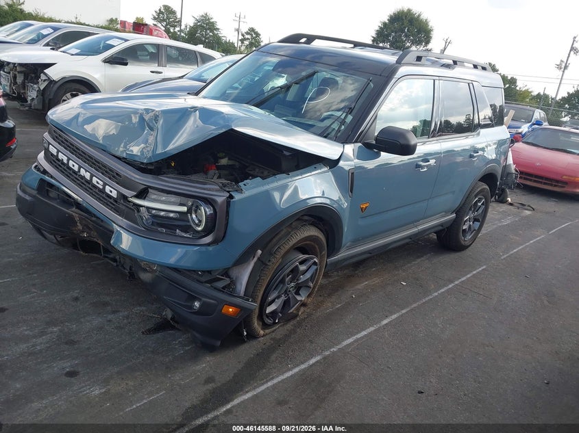 Vin: 3fmcr9d97nrd71689, lot: 46645345, ford bronco sport badlands 20222